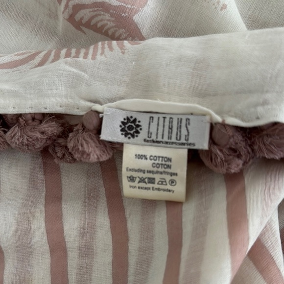 Chic Cream and Pink Zebra Oversized Scarf with Pom Poms and Bling - Picture 8 of 9